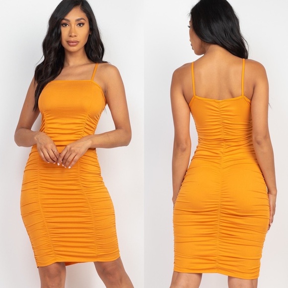 ⭕️ SOLD OUT ⭕️ NEW Hug Me Tight White Ruched Spaghetti Strap Dress - Picture 3 of 4